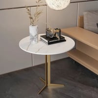 طاولة جانبية رخام ، ابيض/ذهبي