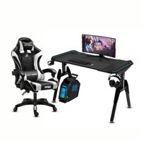 طاولة وكرسي قيمنق ، ابيض/اسود