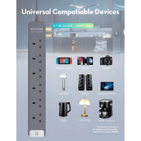 راف باور - توصيلة 6 منافذ بقوة 2990 واط رمادي