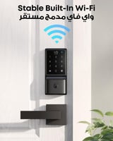 يوفي - قفل الباب الذكيE110 مع Wi-Fi مدمج - اسود