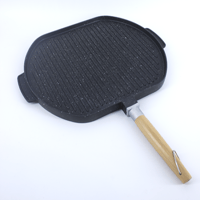 قلايه وجهين بيضاوي جرانيت يد خشب 37 سم