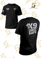 فنيلة اسود شعار SAFE K9 طباعة ابيض وذهبي وجهين