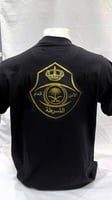 فنيلة اسود شعار الشرطة طباعة ذهبي وجهين