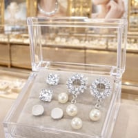 حلق نسائي نواعم لون فضي مجموعة حلق أنيق و ناعم مرص...