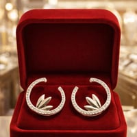 حلق ناعم نسائي لون فضي حلق أنيق و ناعم مرصع بالزرك...