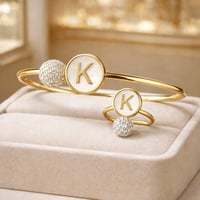 اسوارة نسائية مع الخاتم سوار أنيق و ناعم مرصع بحبا...