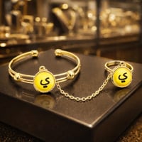 اسوارة بناتي مع الخاتم حرف ال ي لون ذهبي مقاس 14