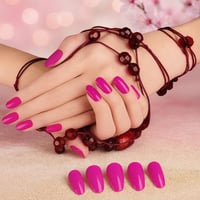 اظافر لاصقة لون فوشي أظافر فرنسية تثبت بالضغط - 24...