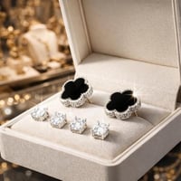 حلق مجموعة مجموعة حلق أنيق و ناعم مرصع بحبات الزرك...