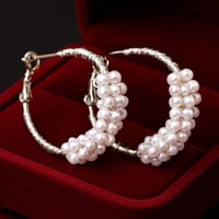 حلق دائري مع حبات لولو رائعة ضمان اللون سنة حلق أن...