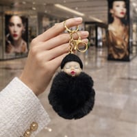 ميدلية مفاتيح سلسلة مفاتيح بتصميم كرتوني الفرو الص...