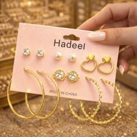 حلق مجموعة مجموعة حلق أنيق و ناعم اقراط رفيعة عصري...