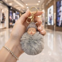 ميدلية مفاتيح سلسلة مفاتيح بتصميم كرتوني الفرو الص...