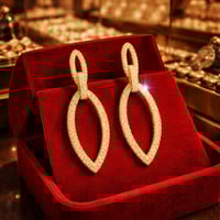 حلق سهرة ذهبي حلق أنيق و ناعم مرصع بالزركون اقراط...