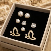 حلق نسائي نواعم لون ذهبي مجموعة حلق أنيق و ناعم مر...