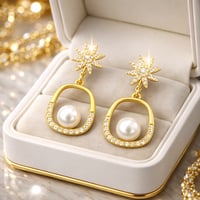 حلق نسائي ناعم لون ذهبي حلق أنيق و ناعم مرصع بالزر...