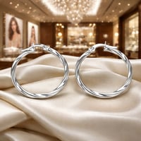 زوج حلق دائري فضي حلق أنيق و ناعم اقراط رفيعة عصري...