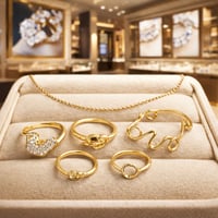 4 خواتم لون ذهبي خواتم أنيق و ناعم رفيعة مصنوعة من...