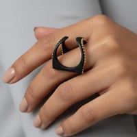 خاتم نسائي لون اسود مقاس مفتوح