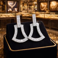 حلق سهرة فضي حلق أنيق و ناعم مرصع بالزركون اقراط ر...