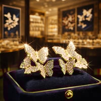 حلق نسائي ناعم لون ذهبي حلق أنيق و ناعم مرصع بالزر...