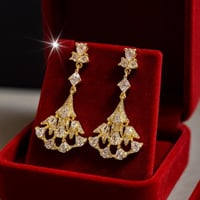 حلق نسائي ناعم لون ذهبي حلق أنيق و ناعم مرصع بالزر...