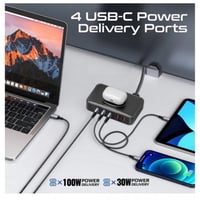 محطة شحن 7 في 1 GaNFast™ بقدرة 100 واط وشاحن لاسلك...