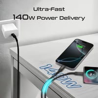 كابل شحن USB-C™ إلى USB-C مزدوج مضفر بالقماش، يقدم...