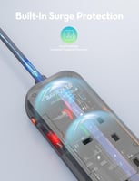 توصيلة راف باور 6 منافذ بقوة 3150 واط - رمادي