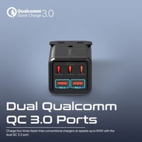 مشترك طاقة GaNFast متعدد المنافذ بقوة 75 واط مزود...