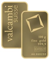 سبيكة Valcambi ذهب 100 جرام عيار 24