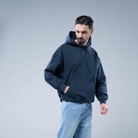 هودي اوفرسايز بكاب بتطريز بارز بنفس اللون - ازرق