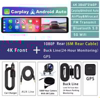 كاميرا سيارة بدقة 4K مع GPS وCarPlay واتصال واي فا...