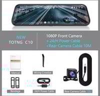 مسجل فيديو مرآة سيارة 10 بوصة