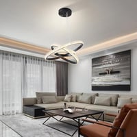 نجف مودرن اسود 3 حلقات 3 الوان تحكم عن بعد