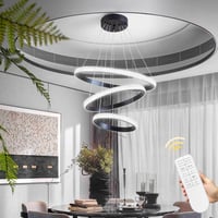 نجف مودرن اسود 3 حلقات 3 الوان تحكم عن بعد