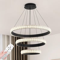 نجف مودرن اسود 3 حلقات 3 الوان تحكم عن بعد