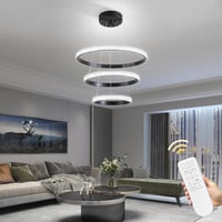 نجف مودرن اسود 3 حلقات 3 الوان تحكم عن بعد