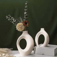 مجموعة مزهريات سيراميك مجوفة من قطعتين لديكور المن...