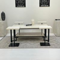 طقم طاولات تقديم دورين 5قطع سطح بديل رخام قاعده حد...