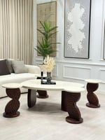 طقم طاولات حفر 3D بني اللون 5 قطع