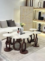 طقم طاولات حلقات 7 قطع بني ناعم
