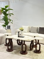 طقم طاولات حلقات 7 قطع بني ناعم