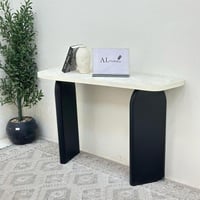 طاولة مدخل سطح بديل حجر ملمس خشن قاعده خشب لون اسو...