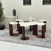 طقم طاولات بوهيمي دائري 7 قطع بني