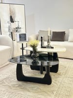 طاولتين قهوة سطح الطاولة الاولى بديل الرخام ترافنت...