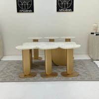 طقم طاولات نيو دزاين 7 قطع لون ذهبي