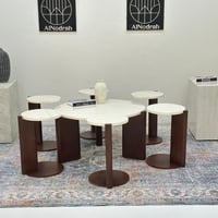 طقم طاولات بوهيمي دائري 7 قطع بني