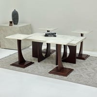 طقم طاولات بوهيمي مستطيل 5قطع لون بني