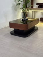 طاولة تقديم بسطح مرايا قاعده خشب سنديان بني + خشب...